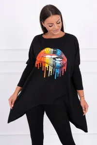 Legínovo Oversize blúzka s potlačou dúhových pier biela Farba: Zelená, Veľkosť: UNI