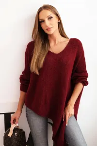 Legínovo Asymetrický vlnený dámsky sveter Plus Size s V výstrihom čierny Farba: Hnedá, Veľkosť: UNI
