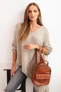 Legínovo Asymetrický vlnený dámsky sveter Plus Size s V výstrihom čierny Farba: Hnedá, Veľkosť: UNI