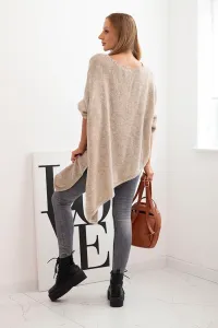 Legínovo Asymetrický vlnený dámsky sveter Plus Size s V výstrihom čierny Farba: Hnedá, Veľkosť: UNI