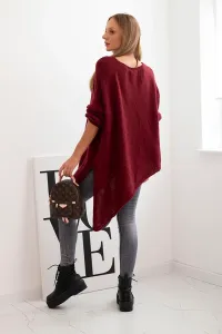 Legínovo Asymetrický vlnený dámsky sveter Plus Size s V výstrihom čierny Farba: Hnedá, Veľkosť: UNI