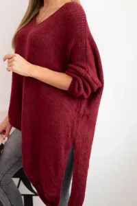 Legínovo Asymetrický vlnený dámsky sveter Plus Size s V výstrihom čierny Farba: Hnedá, Veľkosť: UNI