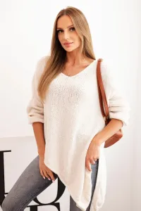 Legínovo Asymetrický vlnený dámsky sveter Plus Size s V výstrihom čierny Farba: Hnedá, Veľkosť: UNI