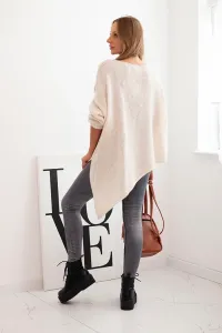 Legínovo Asymetrický vlnený dámsky sveter Plus Size s V výstrihom čierny Farba: Hnedá, Veľkosť: UNI