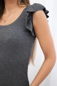 Legínovo Šaty s volánikom na rukáve nevädzové Farba: Modrá, Veľkosť: UNI