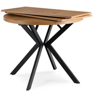 JAKS Okrúhly rozkladací stôl čierny 90 - 190 cm zlatý dub Lugo