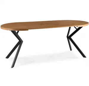 JAKS Okrúhly rozkladací stôl čierny 90 - 190 cm zlatý dub Lugo