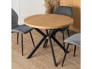 JAKS Okrúhly rozkladací stôl čierny 90 - 190 cm zlatý dub Lugo