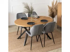 JAKS Okrúhly rozkladací stôl čierny 90 - 190 cm zlatý dub Lugo