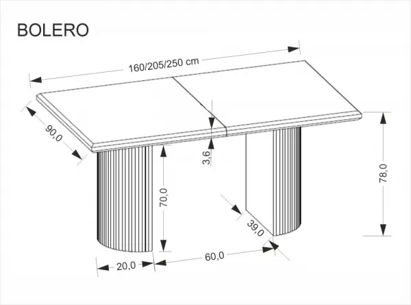 Rozkladací jedálenský stôl BOLERO Halmar