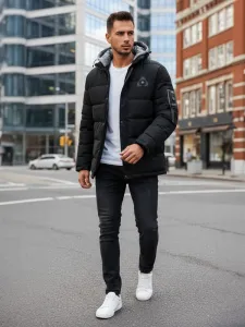 Trendy zimná bunda s kapucňou čierna
