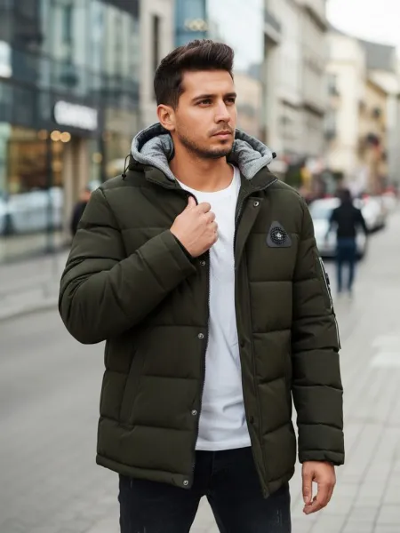 Trendy zimná bunda s kapucňou zelená