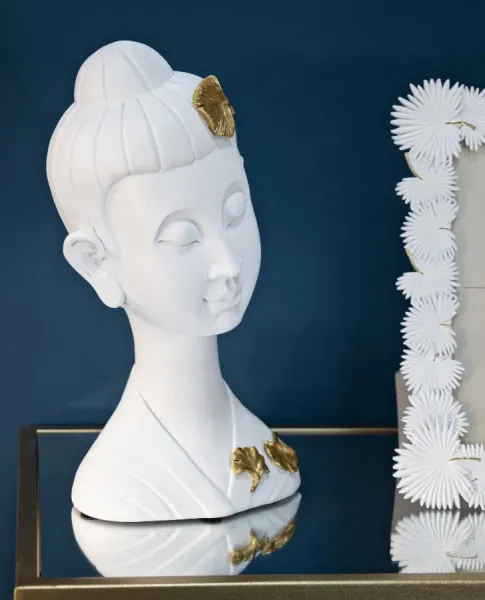 Mauro Ferretti Dekorace na stůl Buddha A 21 cm bílá/zlatá
