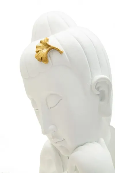 Mauro Ferretti Dekorace na stůl Buddha B 21 cm bílá/zlatá