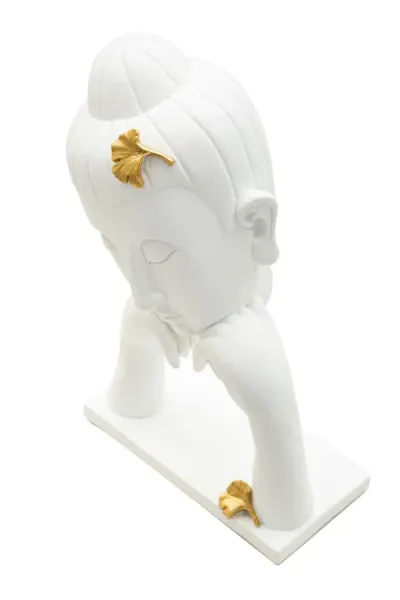 Mauro Ferretti Dekorace na stůl Buddha B 21 cm bílá/zlatá
