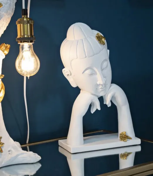 Mauro Ferretti Dekorace na stůl Buddha B 21 cm bílá/zlatá