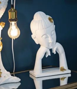Mauro Ferretti Dekorace na stůl Buddha B 21 cm bílá/zlatá