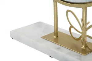 Mauro Ferretti Dekoračné zrkadlo Motýľ 30 cm zlaté/mramor