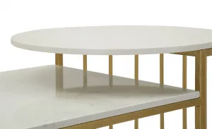 Mauro Ferretti Konferenčný stolík Ankara 90 cm zlatý/mramor