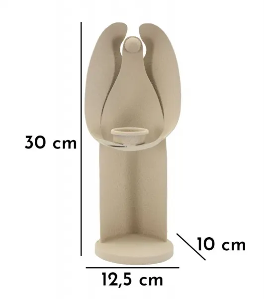 Mauro Ferretti Kovový svietnik Anjel 30 cm krémový