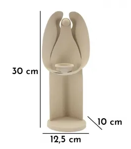 Mauro Ferretti Kovový svietnik Anjel 30 cm krémový