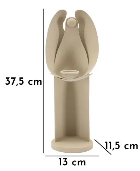 Mauro Ferretti Kovový svietnik Anjel 37 cm krémový