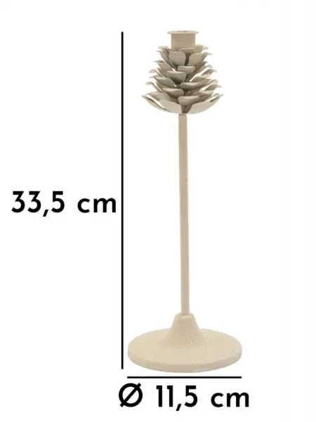 Mauro Ferretti Kovový svietnik Pigna 33 cm krémový