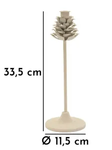 Mauro Ferretti Kovový svietnik Pigna 33 cm krémový