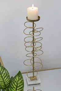 Mauro Ferretti Kovový svietnik Kruhy 50 cm zlatá/mramor