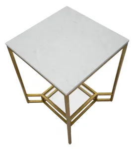 Mauro Ferretti Odkladací stolík Dvojitý 47 cm zlatý/mramor