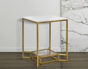 Mauro Ferretti Odkladací stolík Dvojitý 47 cm zlatý/mramor