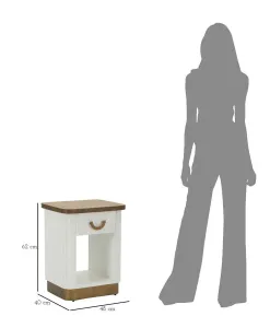 Mauro Ferretti Nočný stolík Tolosa 48 cm biely/jaseň