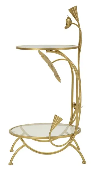 Mauro Ferretti Odkladací stolík Kvety 40 cm zlatý