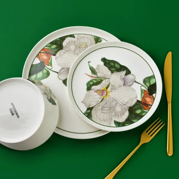 Affekdesign Porcelánová jedálenská sada LEA Strom 18 ks biela