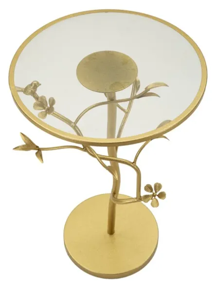 Mauro Ferretti Odkladový stolík Birds 38 cm sklo zlatý