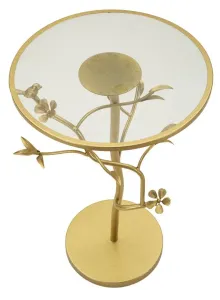 Mauro Ferretti Odkladový stolík Birds 38 cm sklo zlatý