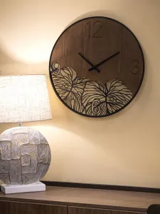 Mauro Ferretti Nástenné hodiny Super Leaf 60 cm hnedé/čierne