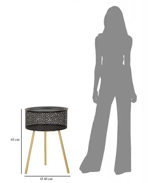 Mauro Ferretti Odkladací stolík Blacky 40 cm čierny/zlatý