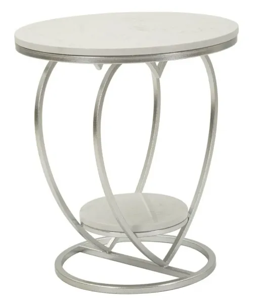 Mauro Ferretti Odkladací stolík Srdce 40 cm strieborný/biely mramor