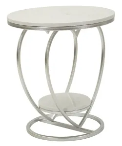 Mauro Ferretti Odkladací stolík Srdce 40 cm strieborný/biely mramor