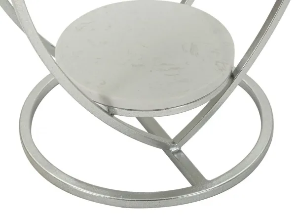 Mauro Ferretti Odkladací stolík Srdce 40 cm strieborný/biely mramor
