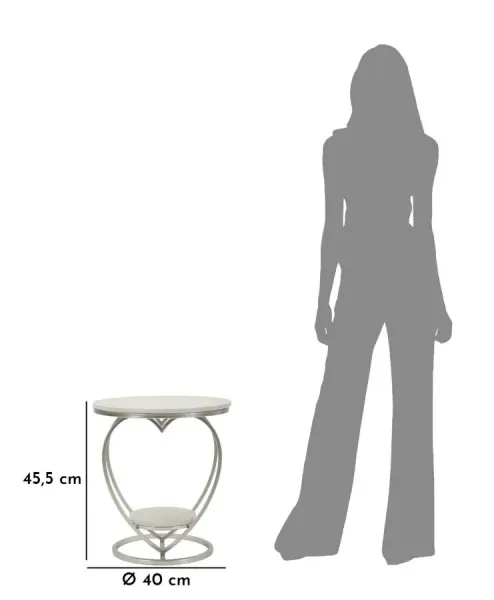 Mauro Ferretti Odkladací stolík Srdce 40 cm strieborný/biely mramor