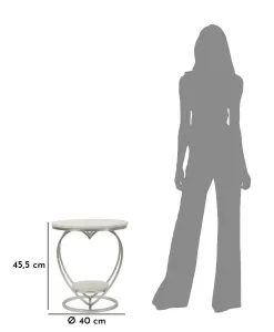 Mauro Ferretti Odkladací stolík Srdce 40 cm strieborný/biely mramor