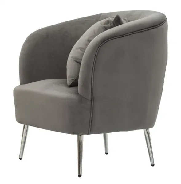Mauro Ferretti Zamatové kreslo strieborné sivé