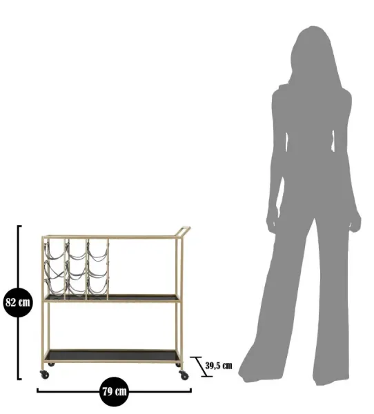 Mauro Ferretti Servírovací vozík čierno-zlatý