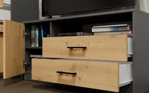 TP Living TV skrinka SIMPLO 1D2S 109 cm antracitová/dub remeselný