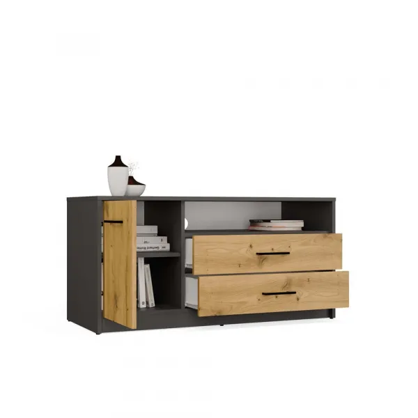 TP Living TV skrinka SIMPLO 1D2S 109 cm antracitová/dub remeselný