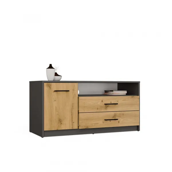 TP Living TV skrinka SIMPLO 1D2S 109 cm antracitová/dub remeselný