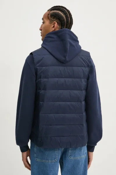 Páperová vesta Tommy Jeans pánska, tmavomodrá farba, prechodná, DM0DM20663