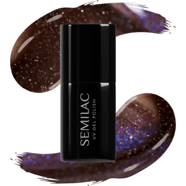 Semilac UV Hybrid Galaxy Flash gélový lak na nechty s použitím UV/LED lampy odtieň 827 AI Brown 7 ml